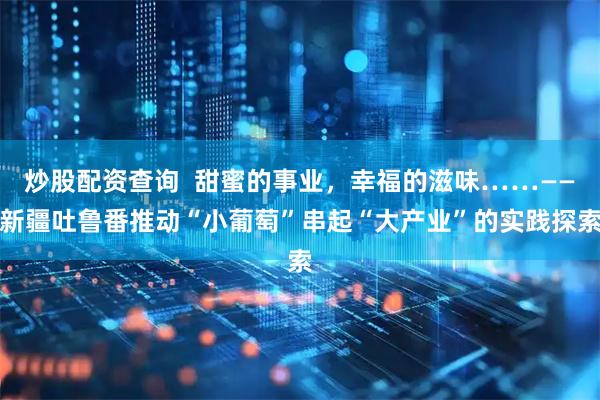 炒股配资查询  甜蜜的事业，幸福的滋味……——新疆吐鲁番推动“小葡萄”串起“大产业”的实践探索